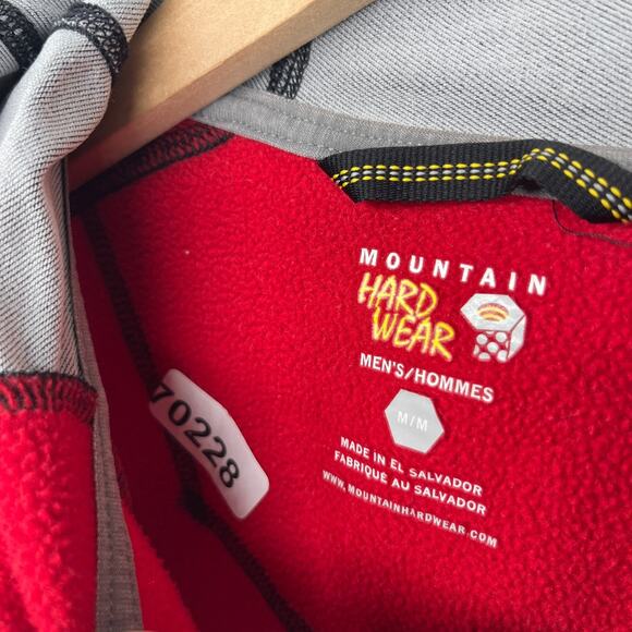 MOUNTAIN HARDWEAR Jacket Mens M Fleece Full Zip Hoodie Thumbholes Red - Picture 15 of 15